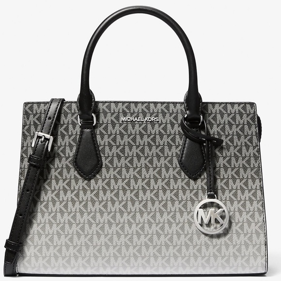 Michael Kors Sheila Medium Ombré Signature Logo Satchel Black Multi - Picture 1 of 9